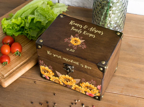 wooden recipe boxes